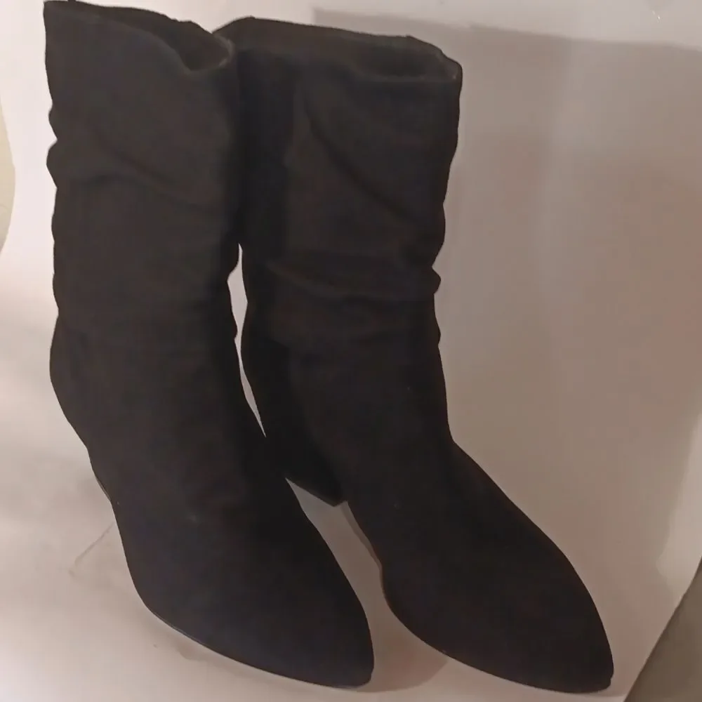 NWT. Botkier Black Suede Slouched Women's Boots - Picture 6 of 12